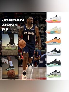 Jordan Zion 4 PF Men's Basketball Shoes - White with Coral and Mint Accents